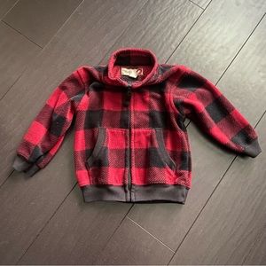 KHQ toddler boy Buffalo plaid zipper fleece jacket size 18M EUC